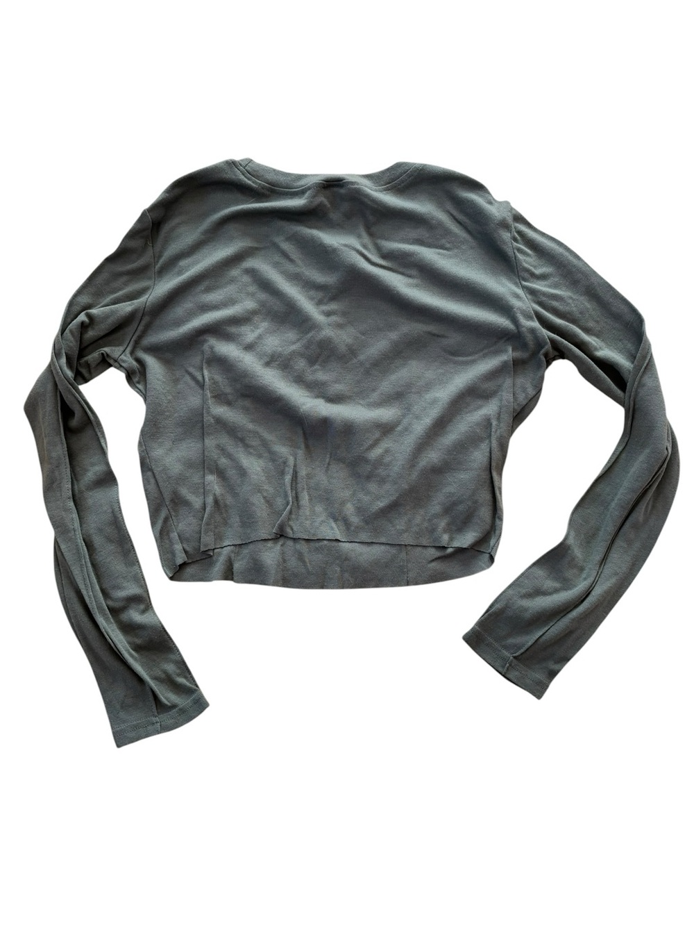 Women's Long Sleeve Crop Top - Green/Gray